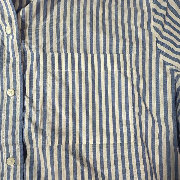 J.Crew Size L Blue White Striped Cotton Button Down Shirt Long Sleeve Officewear - Image 5