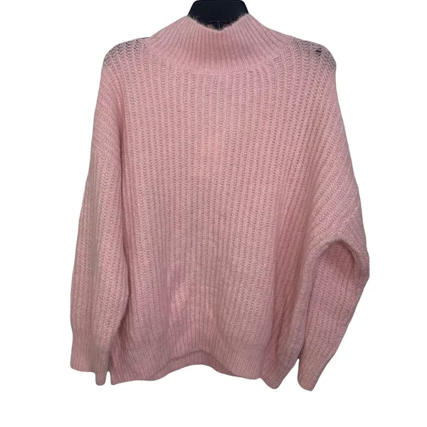 FRNCH Mock Neck LIGHT PINK‎ ribbed Sweater size S/M NWT $94 - Image 2