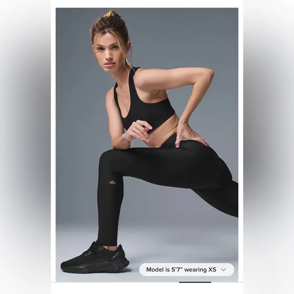 Alo Yoga Black Precision Tank + High-Waist Airlift Legging Set Sz S NWT $202 - Image 2
