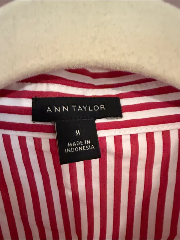 Ann Taylor Red and White Striped Button-Up Tunic - Image 2