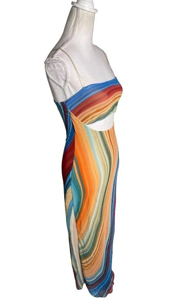AFRM Matera Matera Dress Blue Abstract Womens Size Small - Image 4