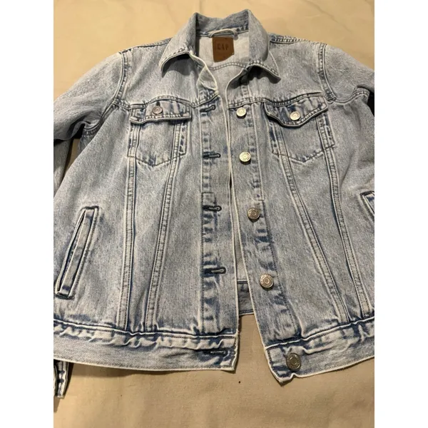 Gap Women's Denim Jean Jacket Acid Light Wash Classic Size M Spring Summer - Image 2