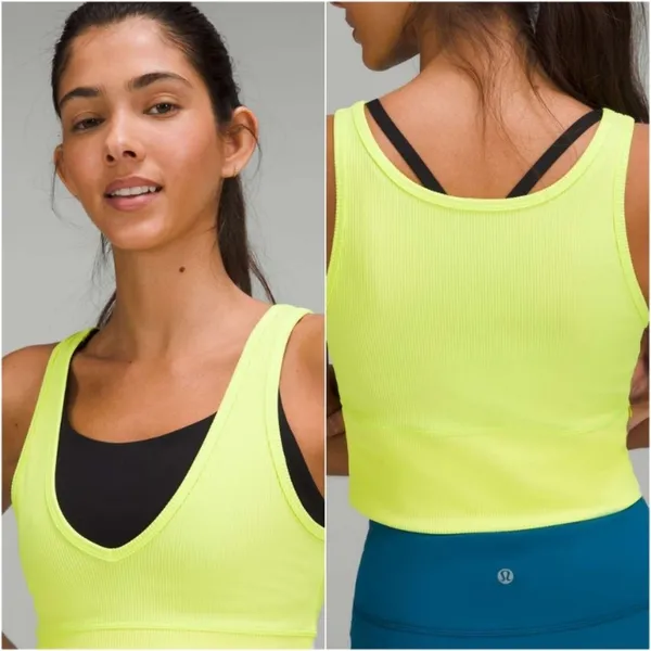 Lululemon Power Pivot Tank Top Ribbed Electric Lemon - Image 2