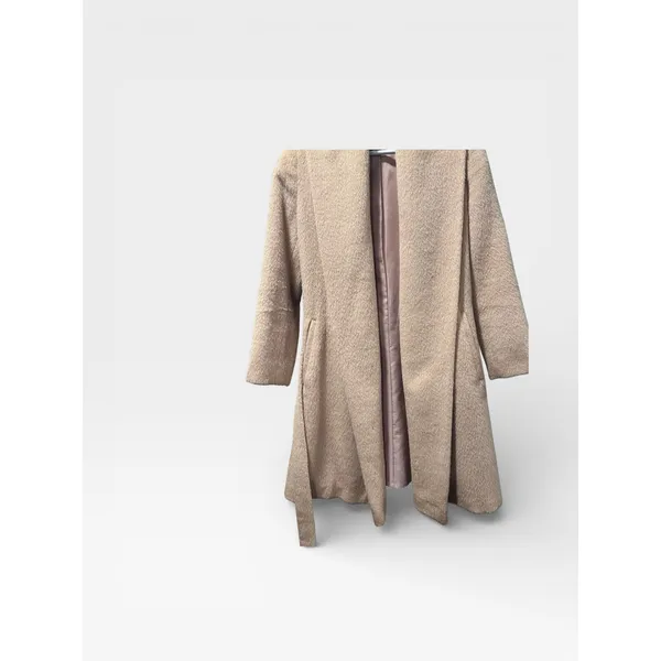 JIGOTT Alpaca Wool Wrap Coat - Quiet Luxury Minimalist Belted Trench Small - Image 7