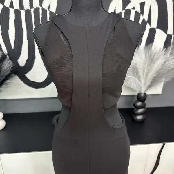 Sans Souci Black Cutout Maxi Dress Women's XS Sleeveless Bodycon Evening - Image 3