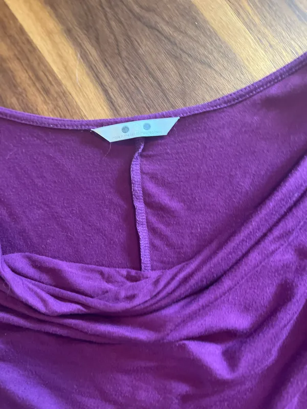 Purple Cowl Neck draped ruched dress - Image 3