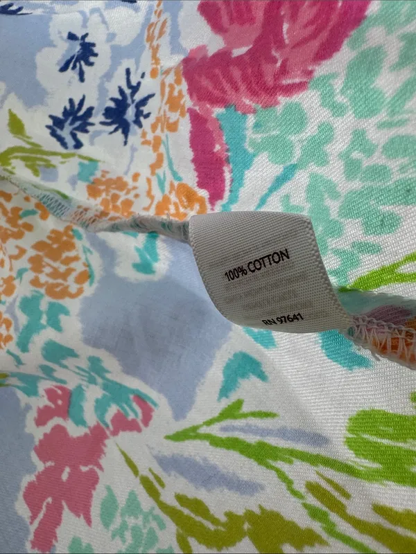 J. Jill Floral Watercolor Tunic in Blue, Pink, Green cotton roll tab sleeves M - Image 11