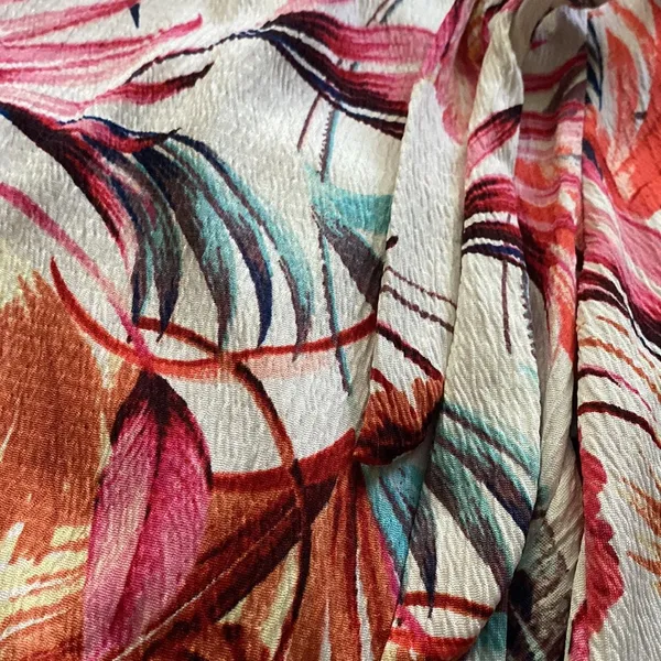 Hot Kiss tropical floral tie wide leg beach boho pants, size large - Image 4