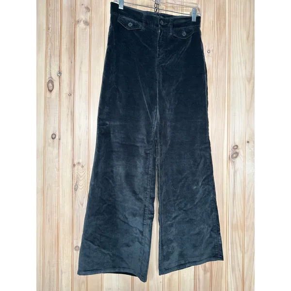 NWT J. Crew Wide Leg Trouser Pants Black Washed Velvet Soft Luxe Sz 26P Petite - Image 2