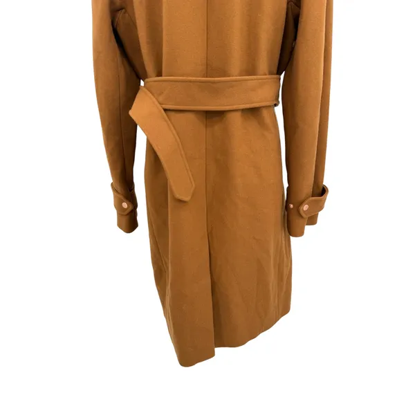 J.Crew‎ Melton Wool Belted Moto Trench Coat Italian Wool Camel Brown Size 12 - Image 10