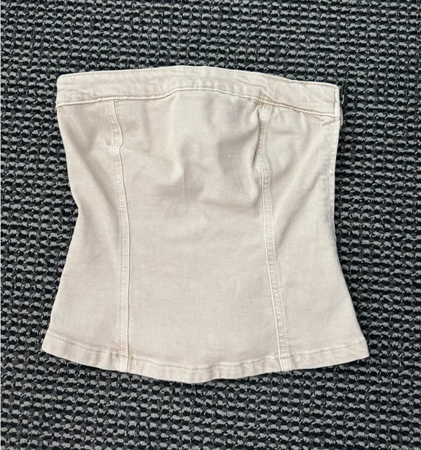 Mango Strapless Denim Top - Image 3