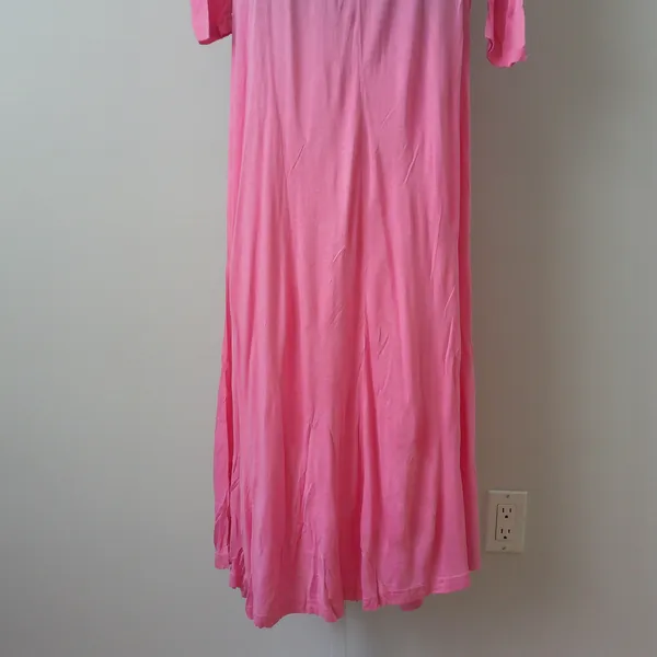 Ethereal Boho Cotton Flowy Fairy Peasant Maxi Dress OS Pink - Image 5