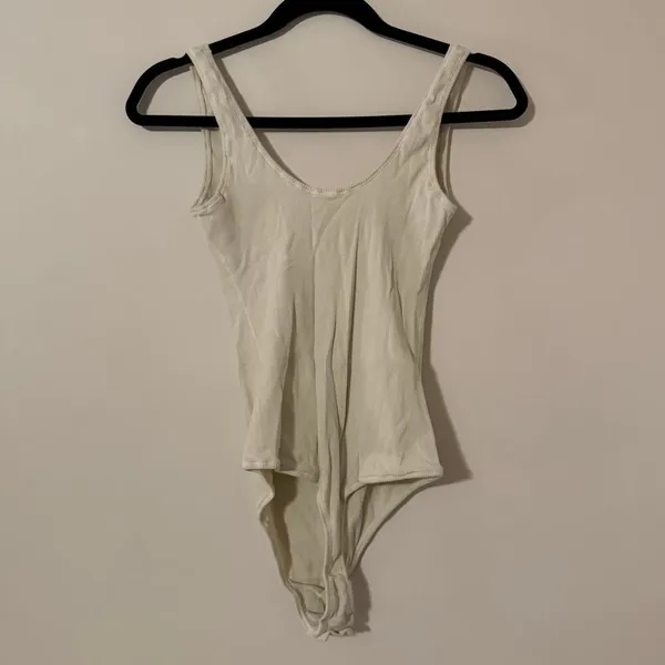 Skims White Ribbed Knit Cotton‎ Tank Bodysuit Size Large - Image 9