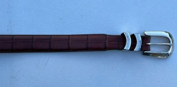 Brighton ONYX Belt Brown Leather Faux Gator Size 42 - Image 3