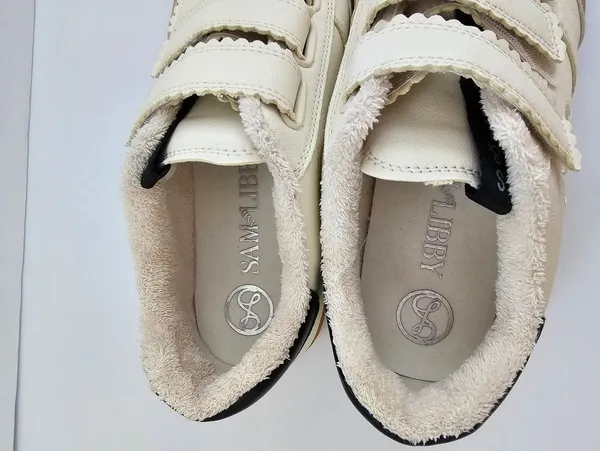 ​Sam & Libby Cream & Taupe Suede Strap Sneakers Sherpa Lined Gum Sole - Women's - Image 10