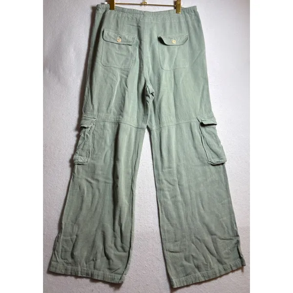 T&S by Thread & Supply Cargo Pants Sage Green Wide Leg XL Drawstring Waist - Image 4