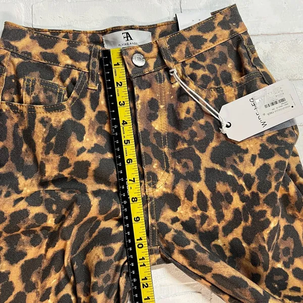 Flying Angel Wide Leg High Waist Pants Womens 1 / 25 Brown Leopard Print New NWT - Image 11