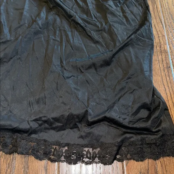 Vintage Elegant Black Lace Slip Dress size medium - Image 2