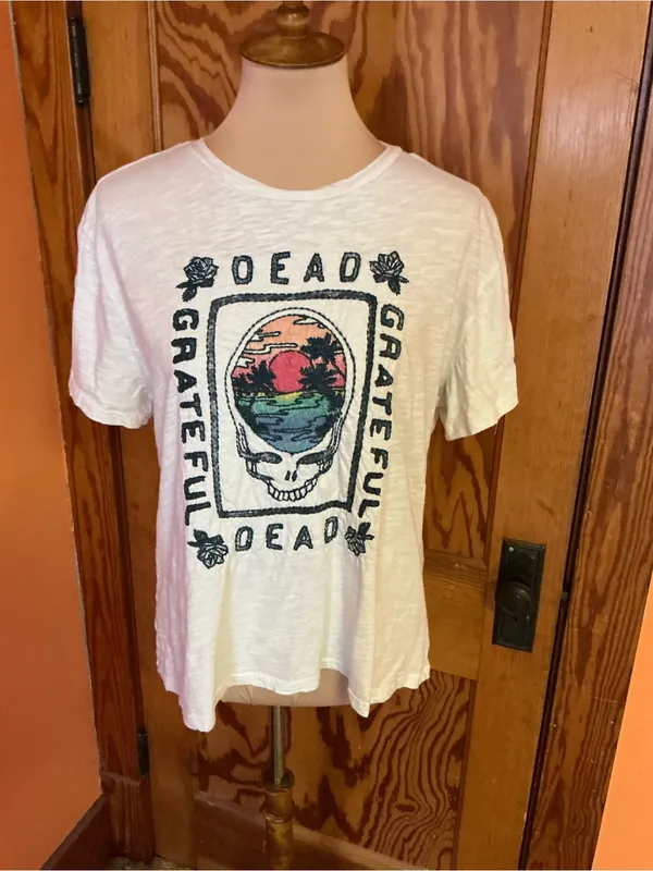 Grateful Dead Lucky Brand Embroidered Steal Your Face T Shirt Medium Cotton - Image 10