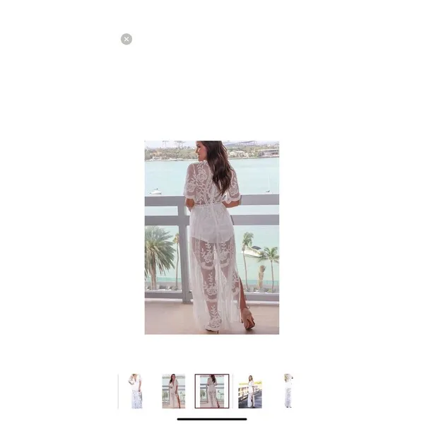 Eleter White Lace V-Neck Maxi Romper Dress Women's Boho Party Outfit Small - Image 2