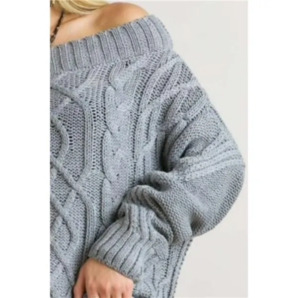 ✨NWT ADORA Cable Knit Off‎ Shoulder Sweater Size M - Image 2