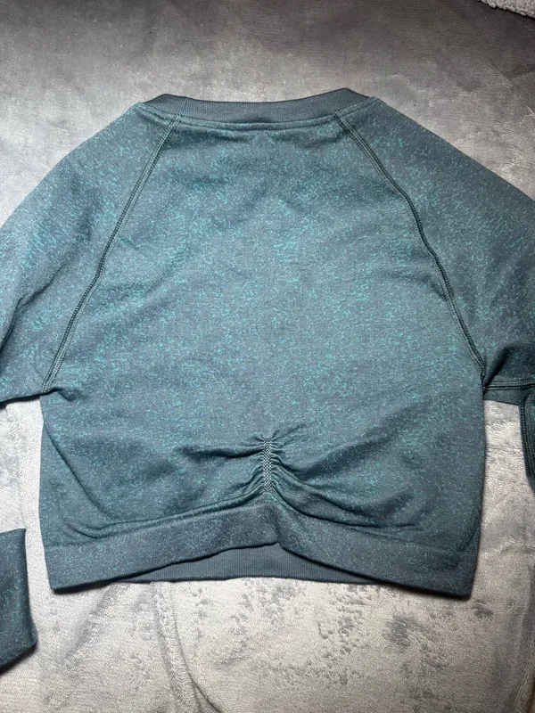 Gymshark Dark Teal Adapt Fleck Seamless Long Sleeve Crop Top - Image 4