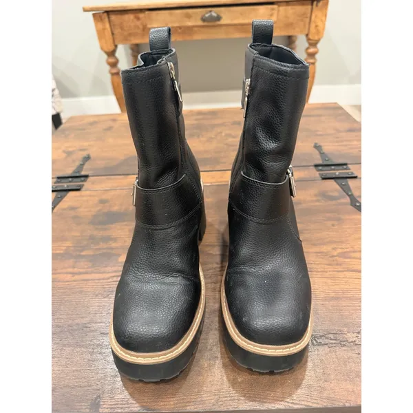 Blondo Reno Waterproof Moto Lug Sole Boots Womens 9 Black Leather Grunge‎ - Image 2