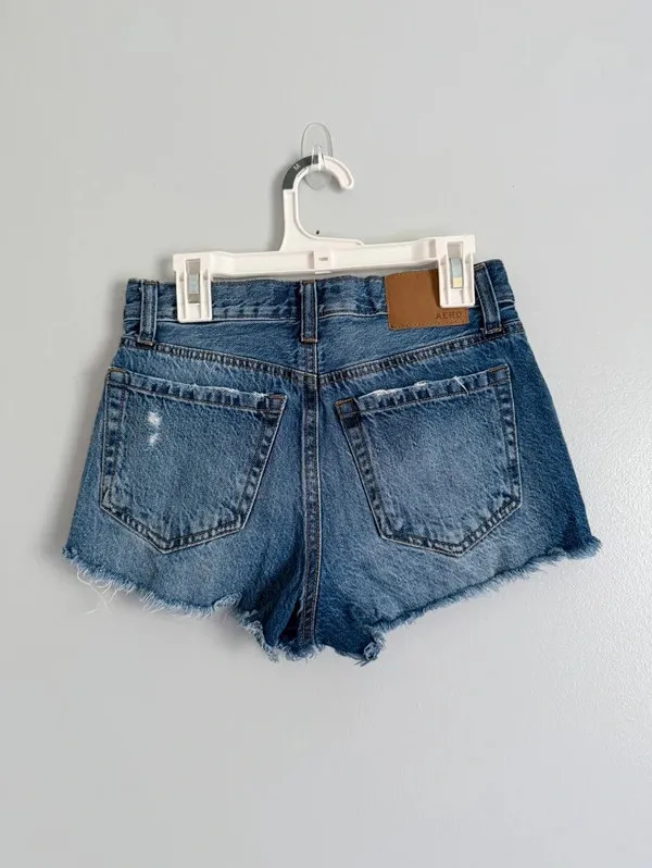 Aeropostale Vintage High Rise Shorty Distressed Denim Shorts 00 - Image 4