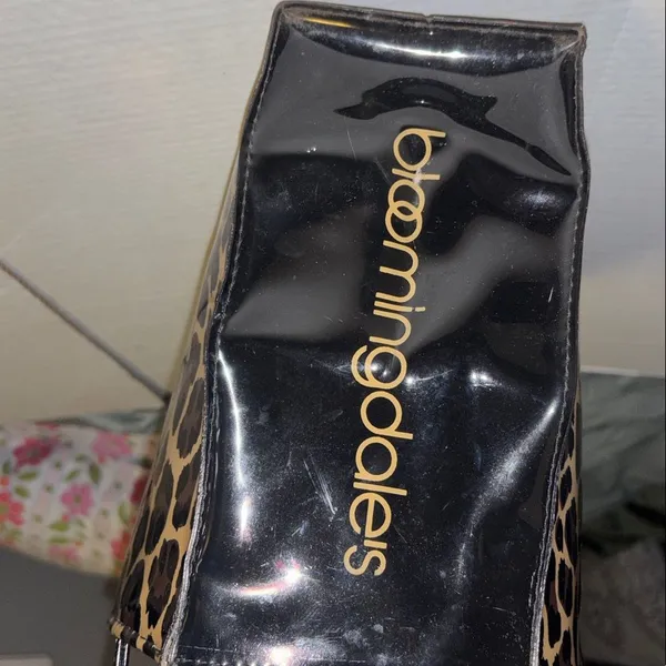 Bloomingdale’S Cheetah Print Patent Leather Mini Tote Bag Preloved - Image 10