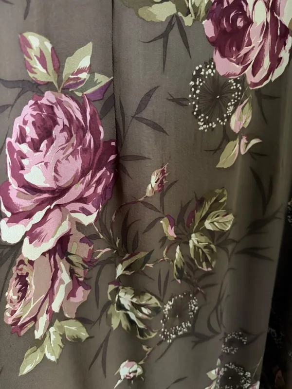 Morell Maxie Floral Column Dress Brown Pink Silk 14 Ruffle Sleeveless Y2K Fairy - Image 8