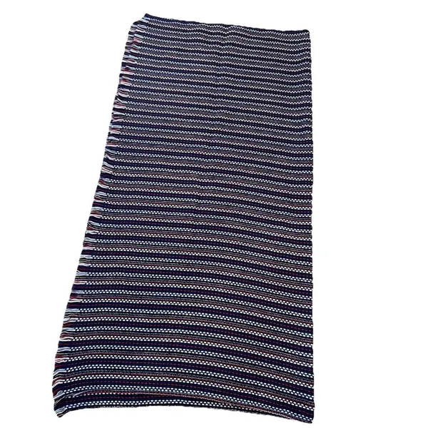 Talbots Fringe‎ Scarf Throw Blanket Red White Blue - Image 3