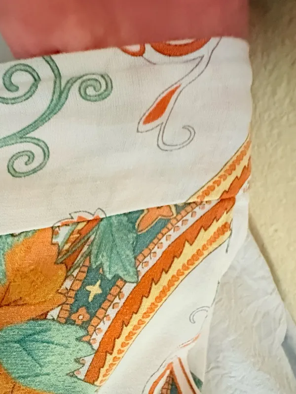Rachel Zoe Linen Blend Wide Leg Pants Orange Floral Paisley Boho Resort Sm - Image 7