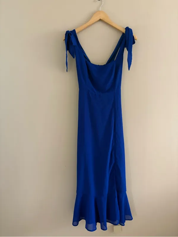 Lulus Summer Invite Royal Blue Tie-Strap Tiered Midi Dress Size XS Feminine - Image 4