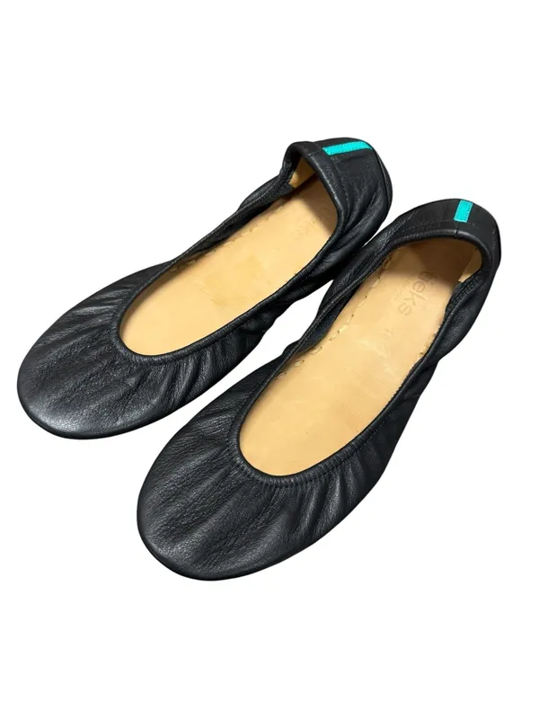 Tieks Matte Black Foldable Leather Ballet Flats Womens Shoes Blue Bottoms 10 - Image 3