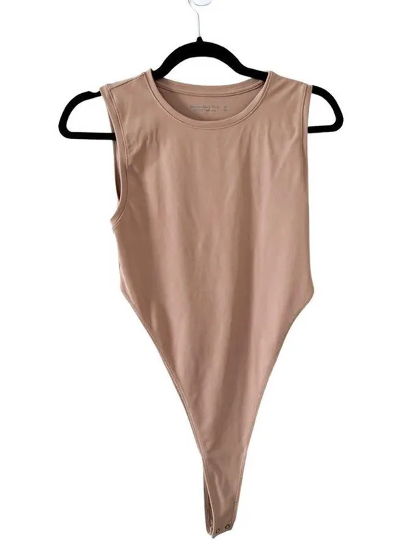 ABERCROMBIE & FITCH Soft Collection Nude Beige Crew Neck Sleeveless Body… - Image 2