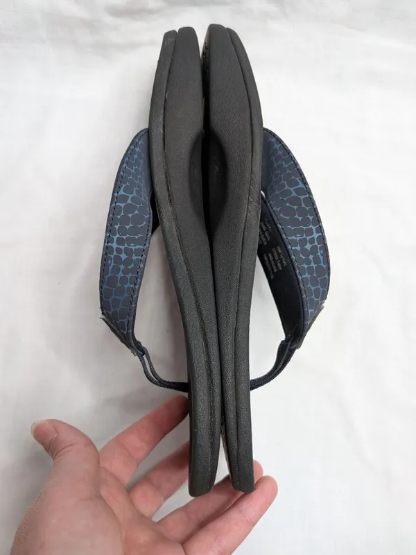 Olukai Womens Ohana Pa'i Flip Flops Beach Sandals US 9 Black Blue - Image 3
