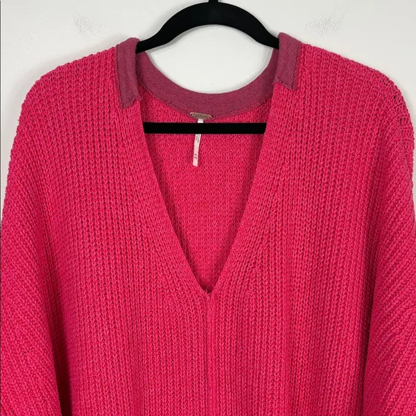 Free People Take Me Over Sweater Women's Size Medium Large Pink Chunky Oversized - Image 4