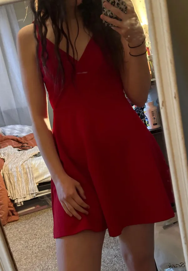 Amazon Red Spaghetti Strap Dress - Image 2