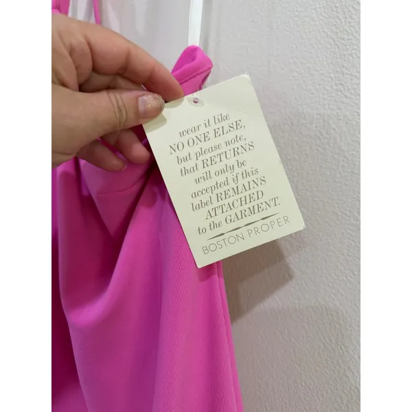 Boston Proper Pink Halter Bodycon Cocktail Dress Size‎ Medium - Image 4