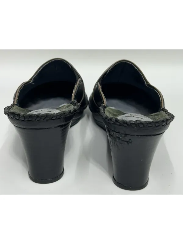 CLARKS Artisan Collection Leather Mules Womens 7.5M Black Y2K Contrast Stitch - Image 5
