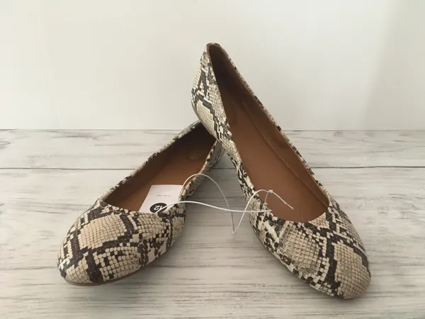 Snake Print Ballet Flats, Size 12 Gray - Image 3