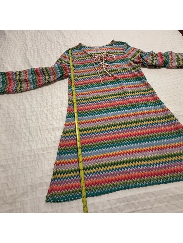 PQ Swim Ziggy Noah Coverup Tunic Chevron Rainbow Bell Sleeves XS / S Multicolor - Image 4