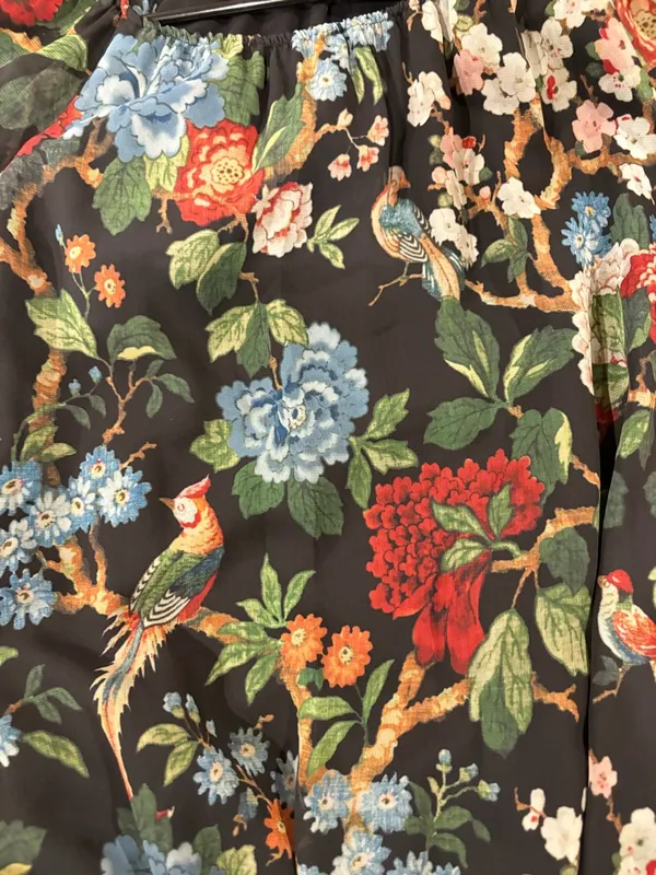 Alice + Olivia Alta Peasant Blouse top black floral birds sz S romance boho - Image 5