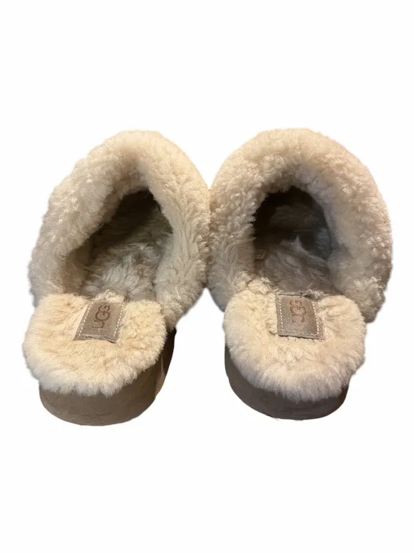 UGG  Chestnut Suede Shearling Cuff Slip-Ons - Image 3