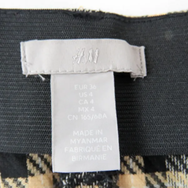 H&M Tan Black Plaid High Rise Straight Leg Trousers Pants Size 4 - Image 6