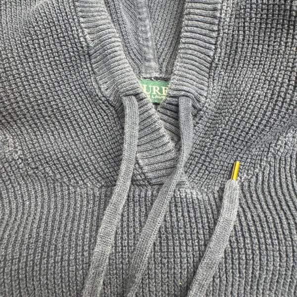 Lauren Ralph Lauren Navy Blue Waffle Knit Sweater Hoodie LRL‎ Logo woMens Large - Image 3