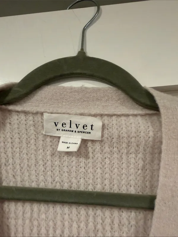 Velvet‎ by Graham & Spencer tan cream Cropped Waffle-Knit Cardigan med - Image 3