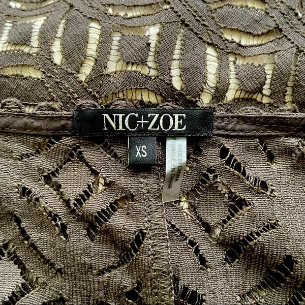 Nic + Zoe First Bloom Dark Truffle Brown Lace Overlay Dress XS - Image 11