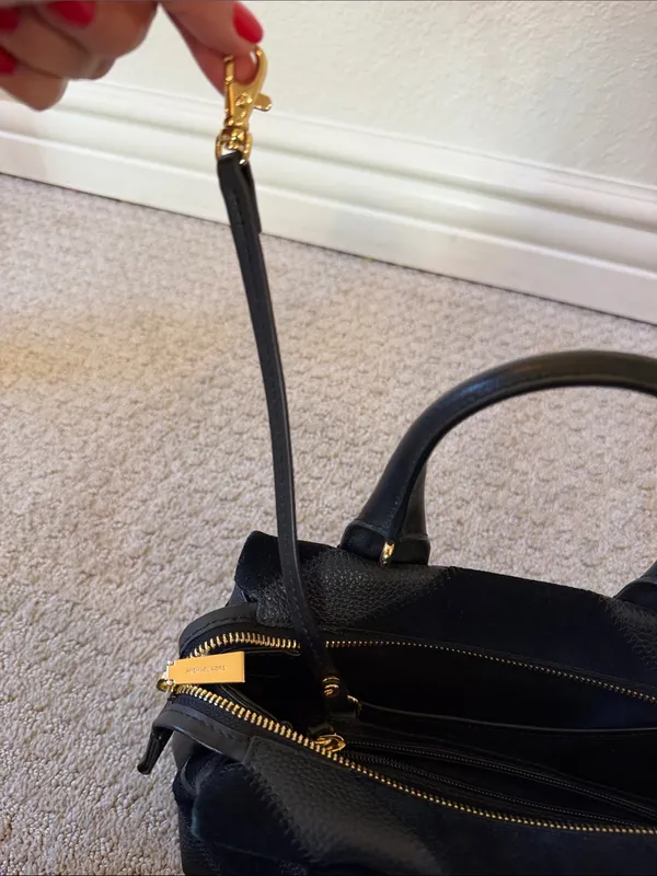 Michael Kors Rollins Small Chevron Satchel Top Handle Bag Black Purse - Image 15