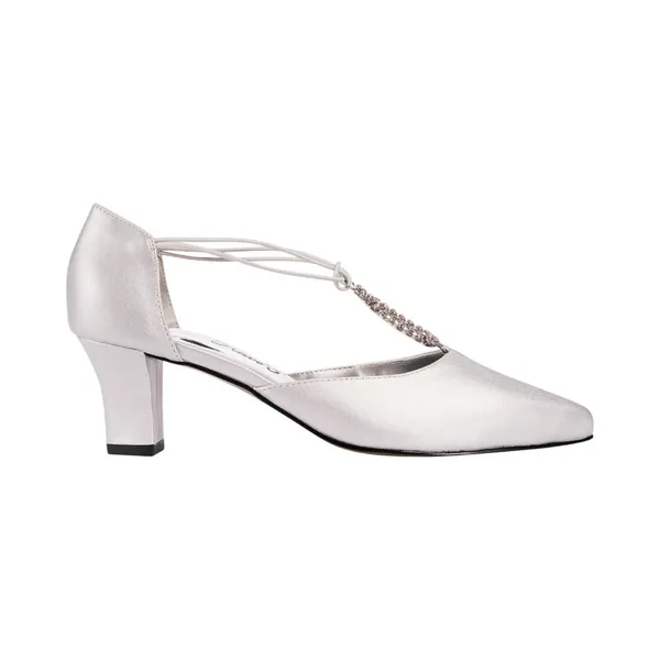 NWT Easy Street Womens Moonlight Dress Block Heel Pump Silver Satin Gray 9W - Image 3